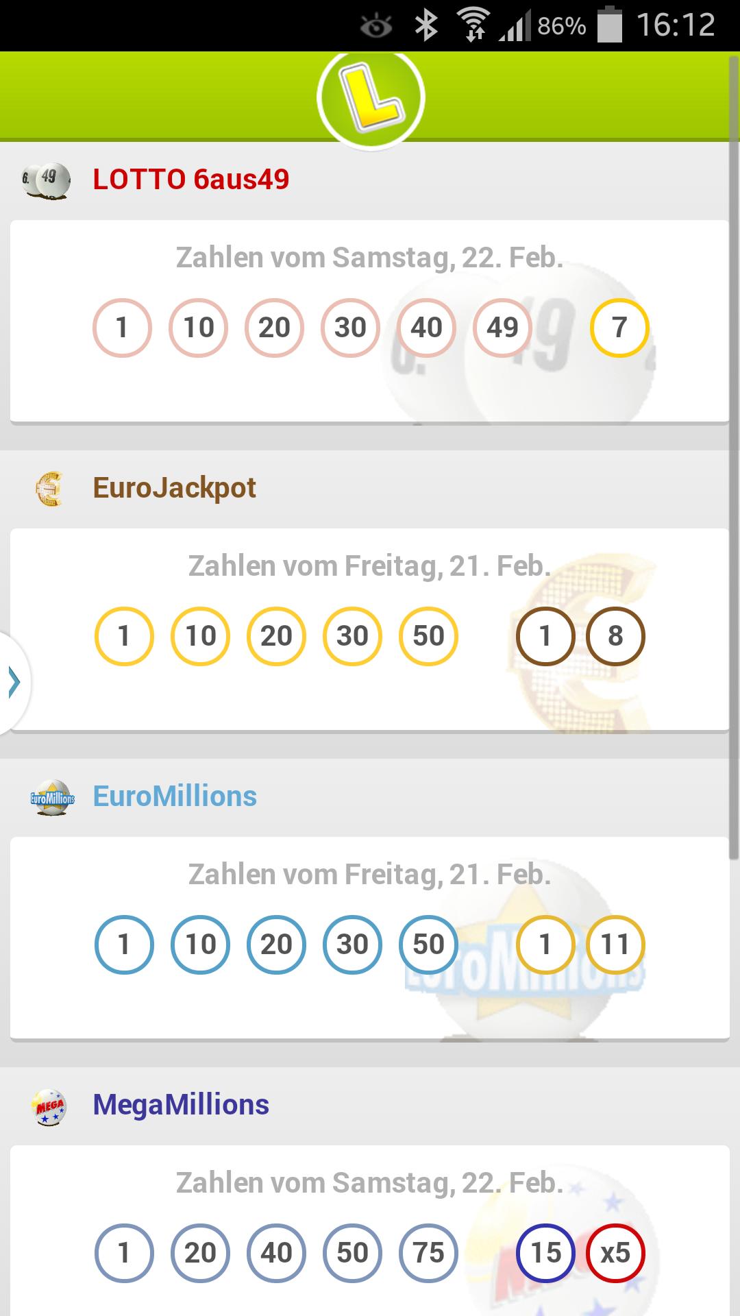 Lottoland - Ziehungsergebnisse