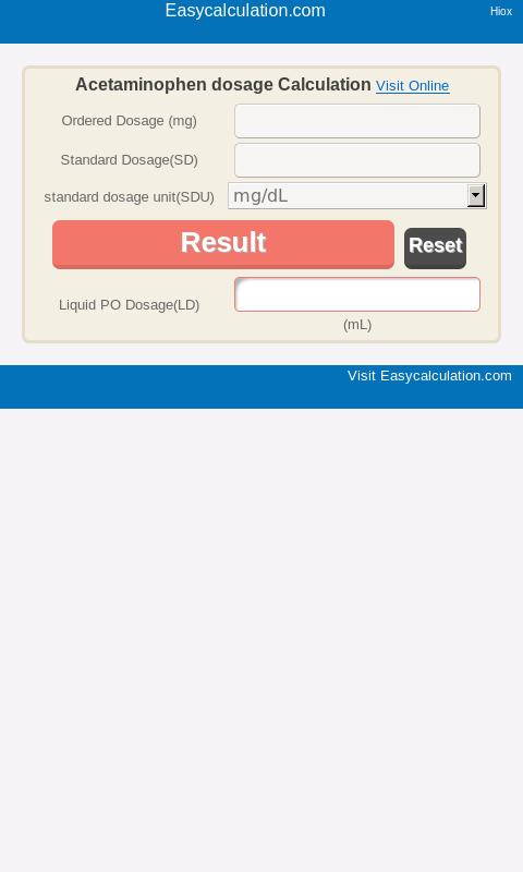 Acetaminophen dosage Calci