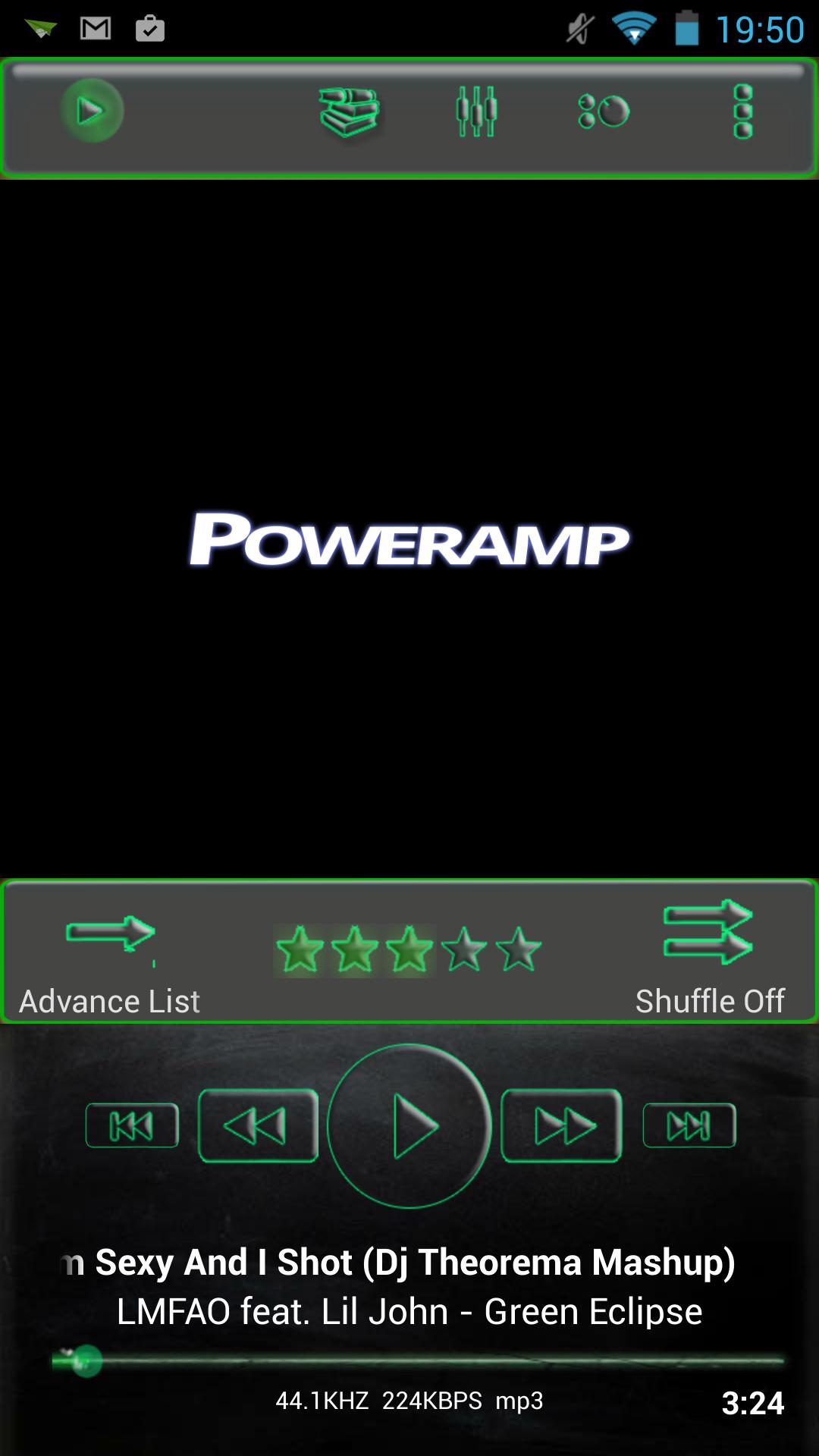 Poweramp Skin Green Glass